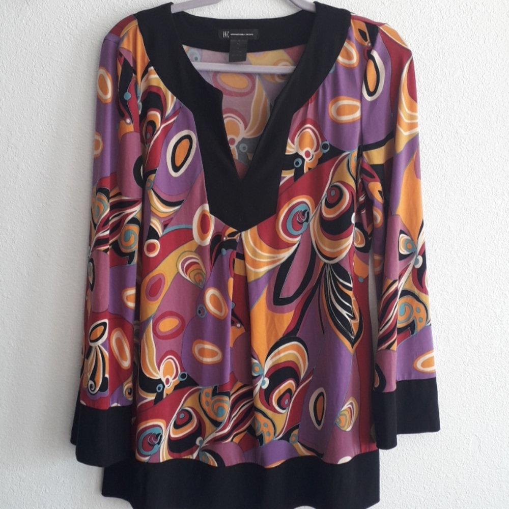 I.N.C. International Concepts Colorful 70's Retro Geometric Print Top